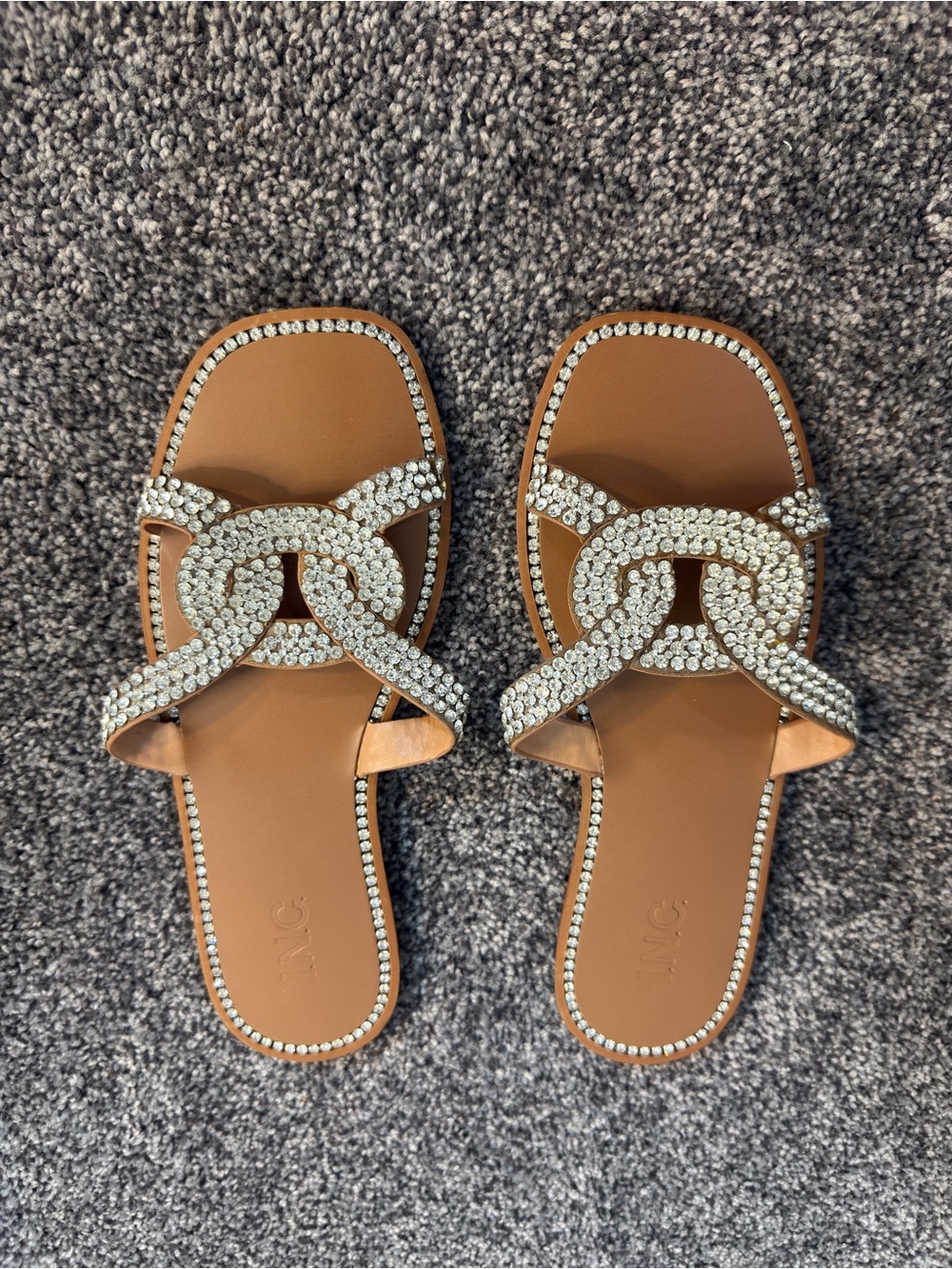 I.N.C. Peytton Flat Sandals Rhinestone Slide Sandals Women’s Size 8M